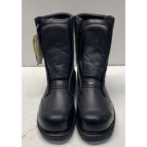 New With Tag Black Leather Wellington Pull-on Work Boots Size 9 Men Vibram Sole